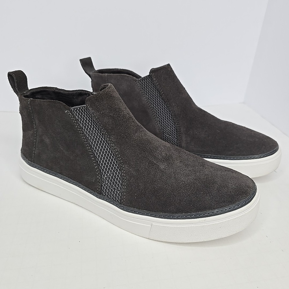 TOMS Women's Bryce High Sneakers Grey Suede/Faux Fu Shoes Size 9 Ankle‎ 10017452